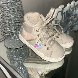 Kids High-Top Sneakers with Glitter Accents